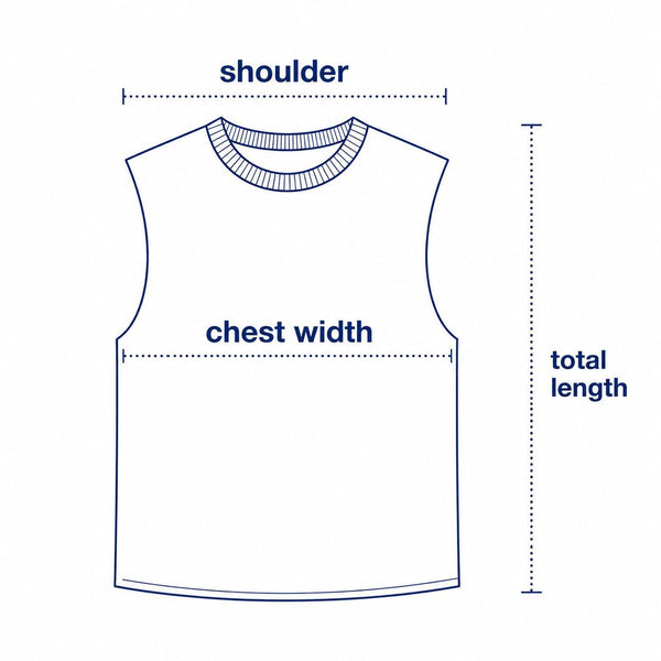 Muscle Tank size chart measurement diagram