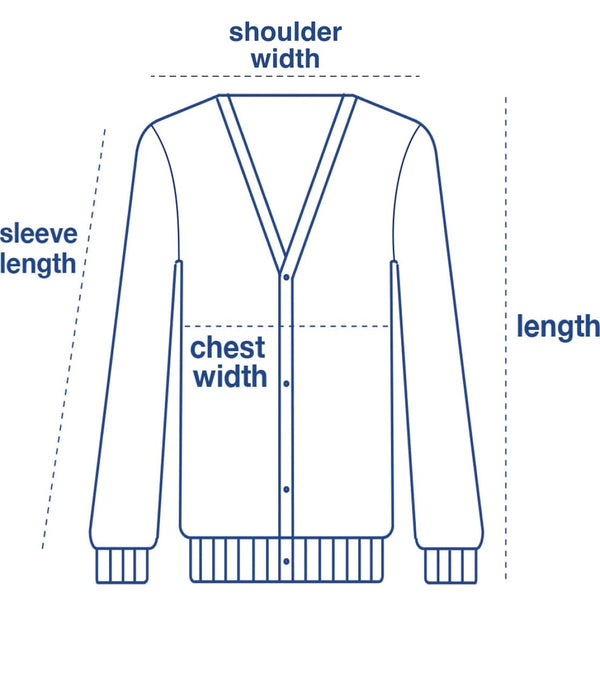 Alpaca Cardigan size chart measurement diagram