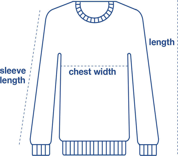 Alpaca Sweaters size chart measurement diagram
