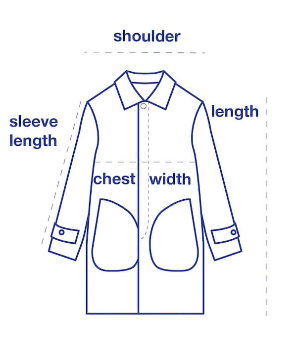 Andes Coat size chart measurement diagram