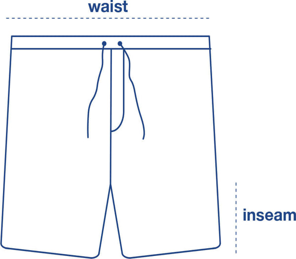 Boardshorts size chart measurement diagram