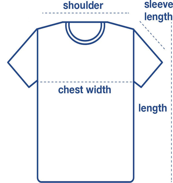 Clean Crewneck T-Shirt size chart measurement diagram