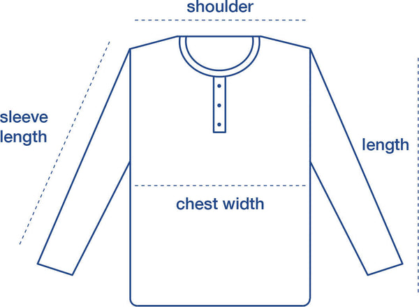 Clean Henley size chart measurement diagram