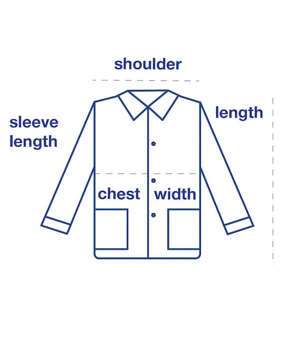 Ponchito Jacket size chart measurement diagram