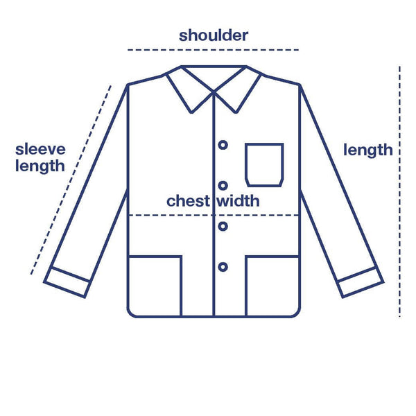 Ponya Jacket size chart measurement diagram