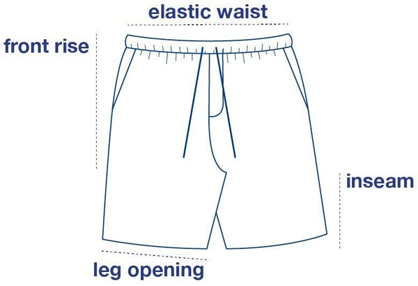 Ponya Shorts size chart measurement diagram