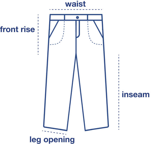 Safari Pants size chart measurement diagram