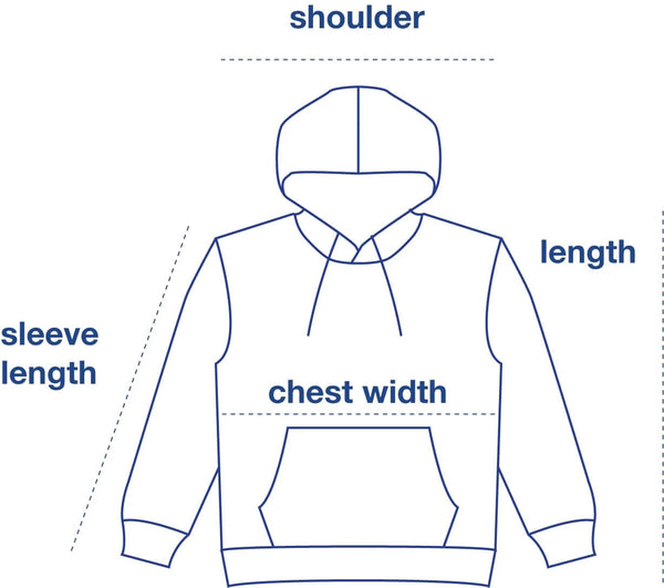 Wild Hoodie size chart measurement diagram
