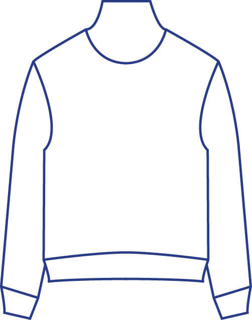 Wild Turtleneck Sweatshirt size chart measurement diagram