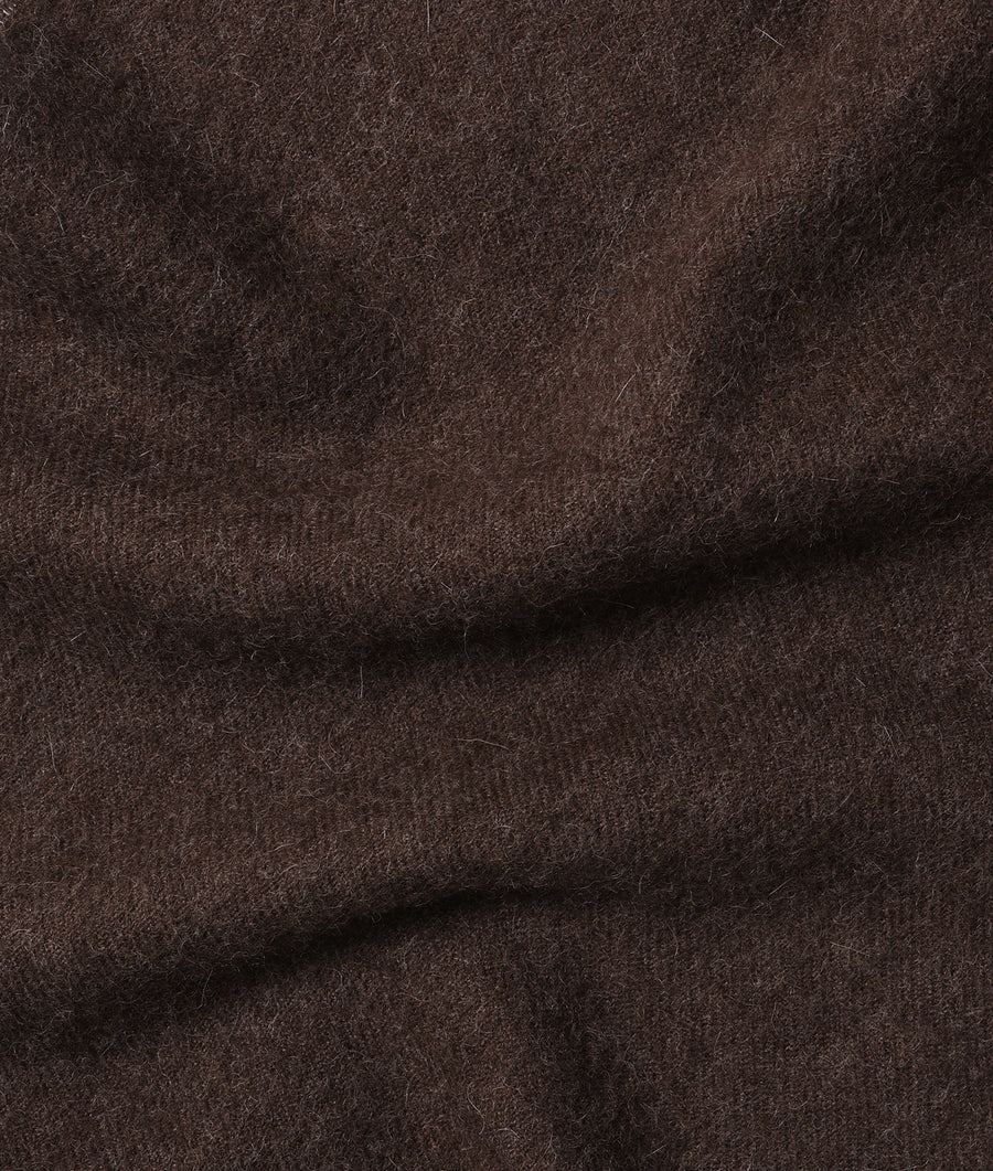 Dark brown wool fabric in a close-up texture shot - Industry of All Nations