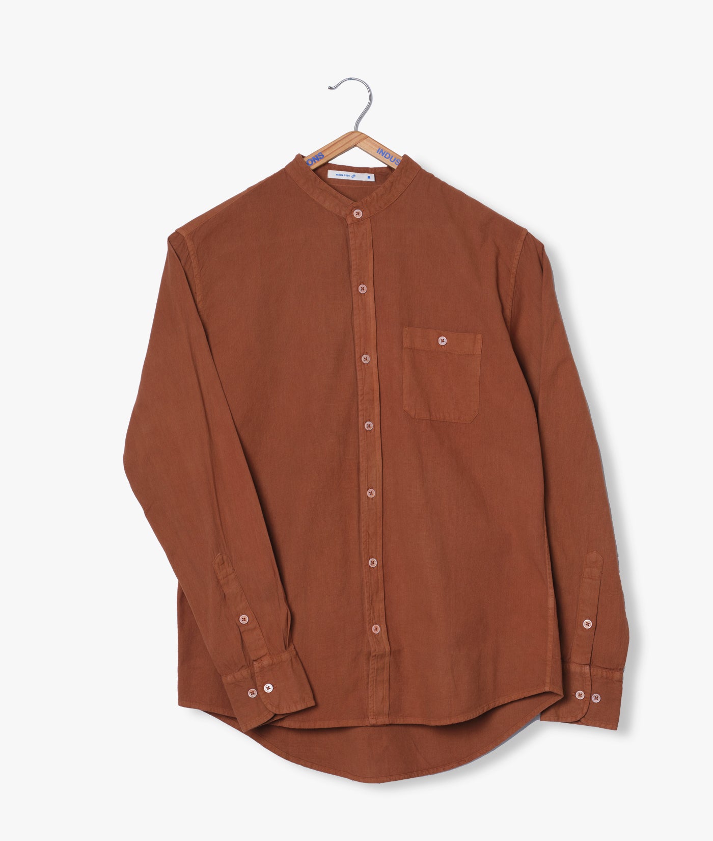 Band Collar Madras Shirt - LS