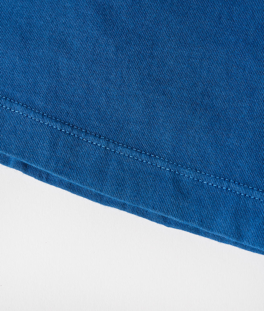 Blue ribbed organic cotton tank top detail shot - Industry of All Nations