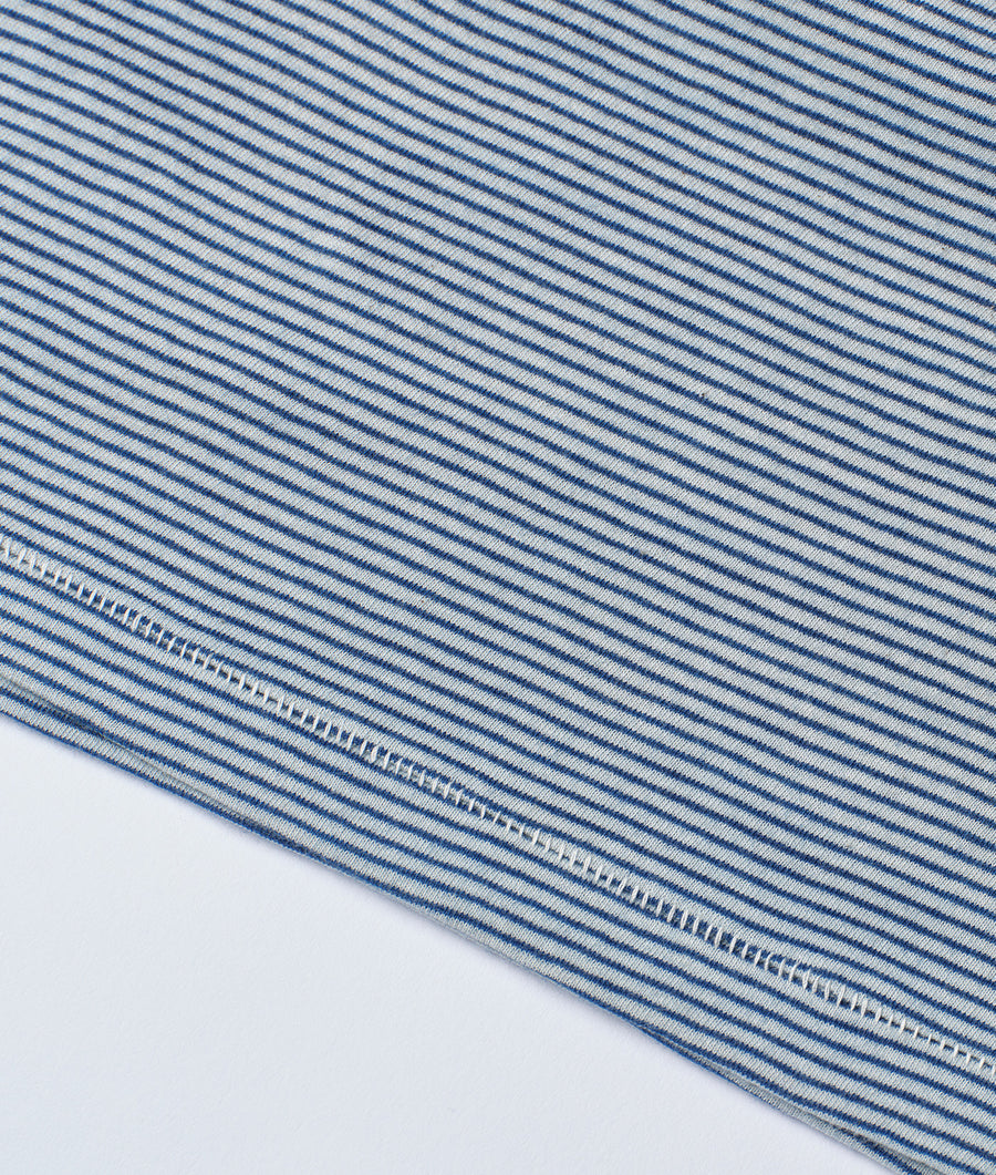Flat lay image of a blue and white striped fabric swatch - Industry of All Nations