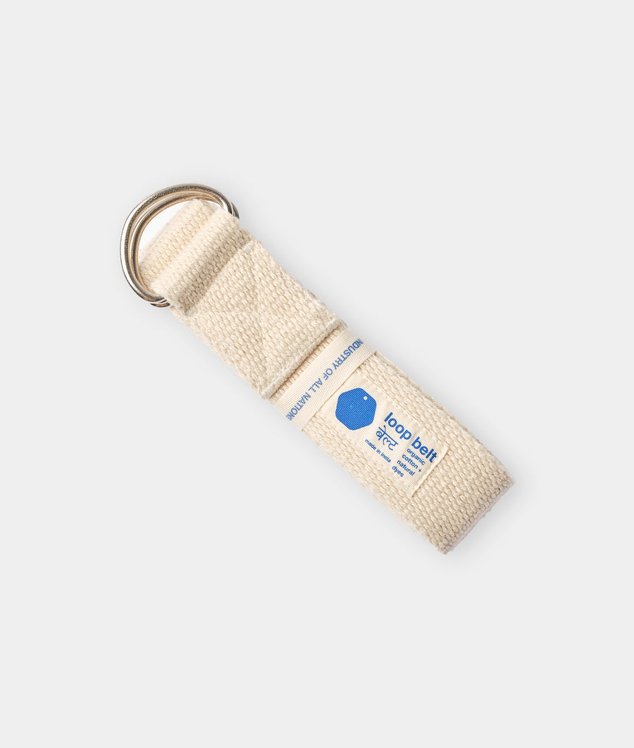 Woven beige cotton D-ring belt with logo - Industry of All Nations
