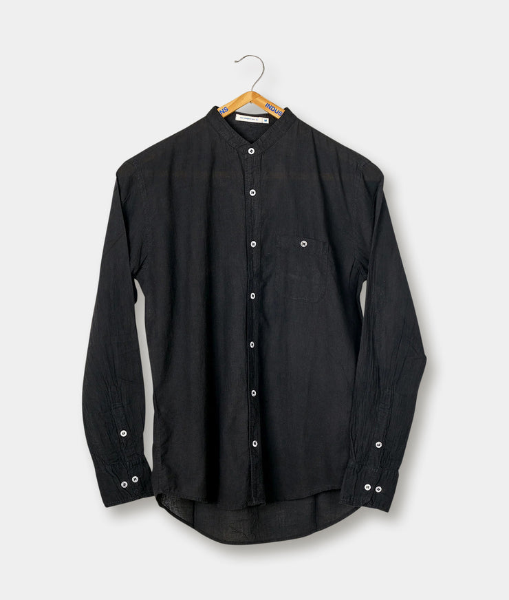 Band Collar Madras Shirt - LS - Lightweight