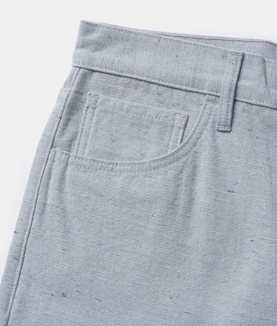 Detail shot of a pair of grey cotton pants with pockets - Industry of All Nations
