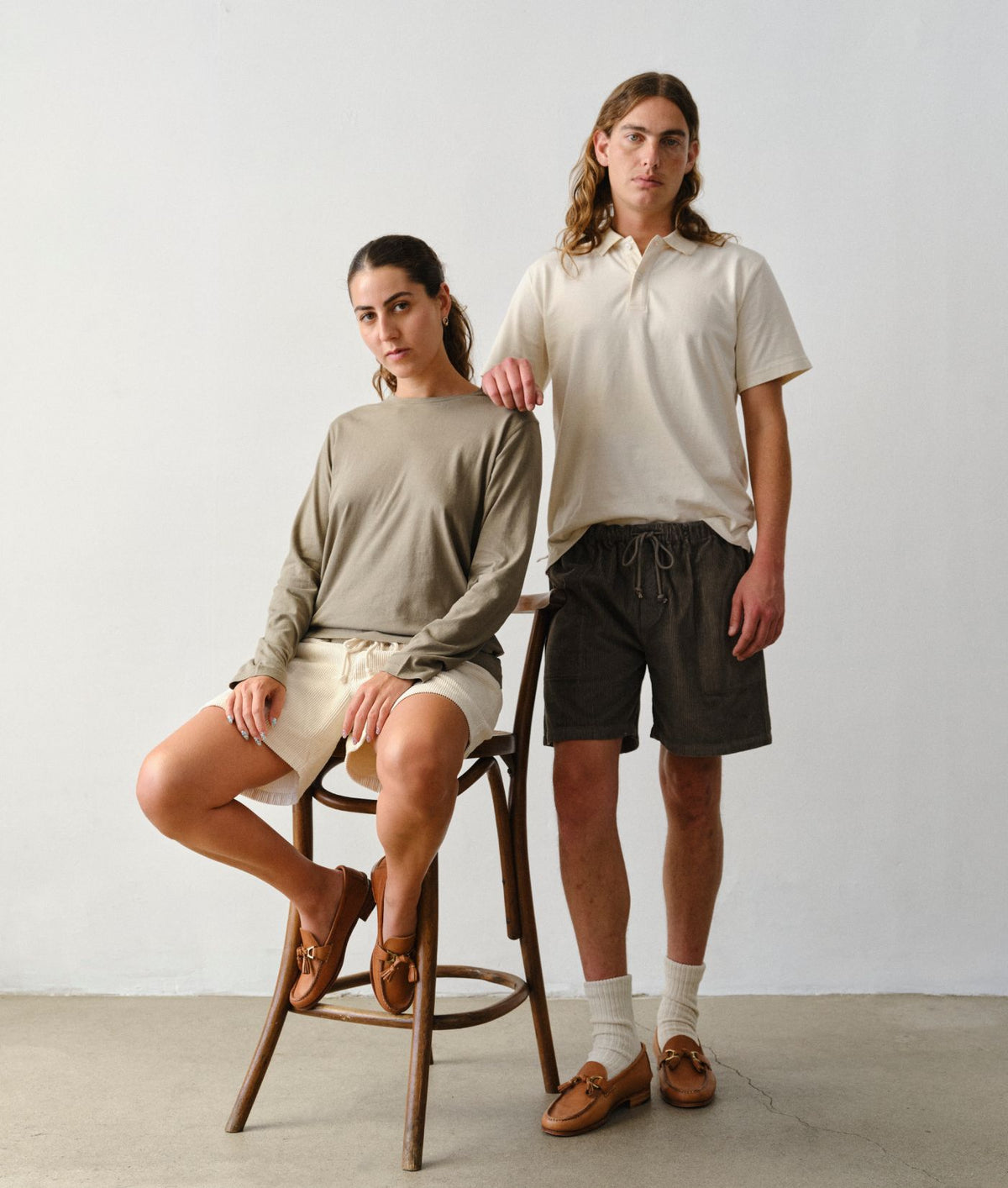 Couple wearing Ponya Corduroy Shorts