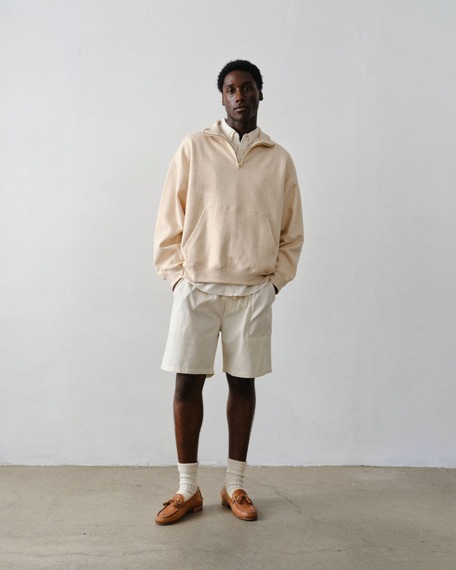 Man wearing Ponya Drawstring Shorts in Undyed