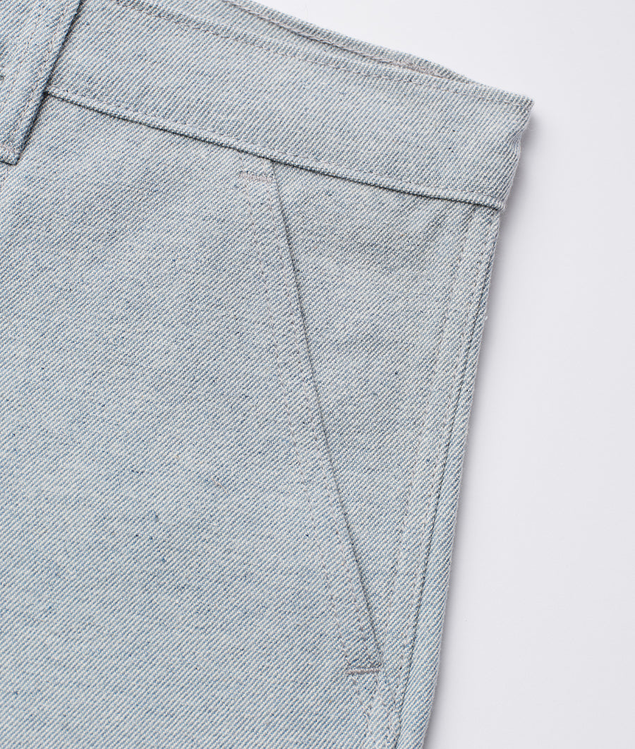 Close-up detail shot of a gray denim jean fabric - Industry of All Nations