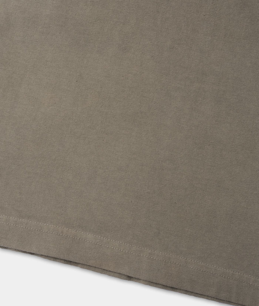 Gray organic cotton t-shirt displayed flat on a plain background - Industry of All Nations