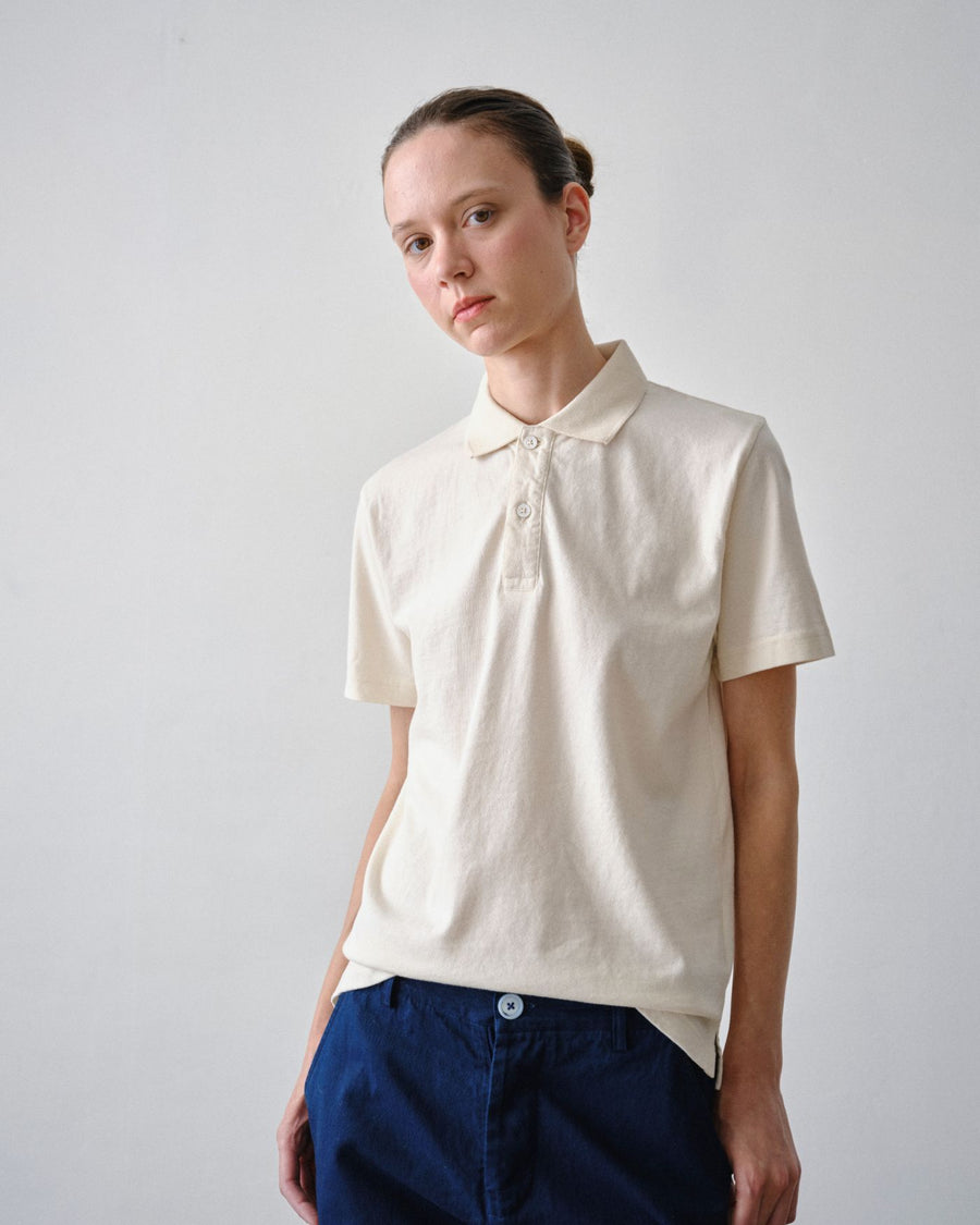 Man wearing the Standard Polo in Undyed