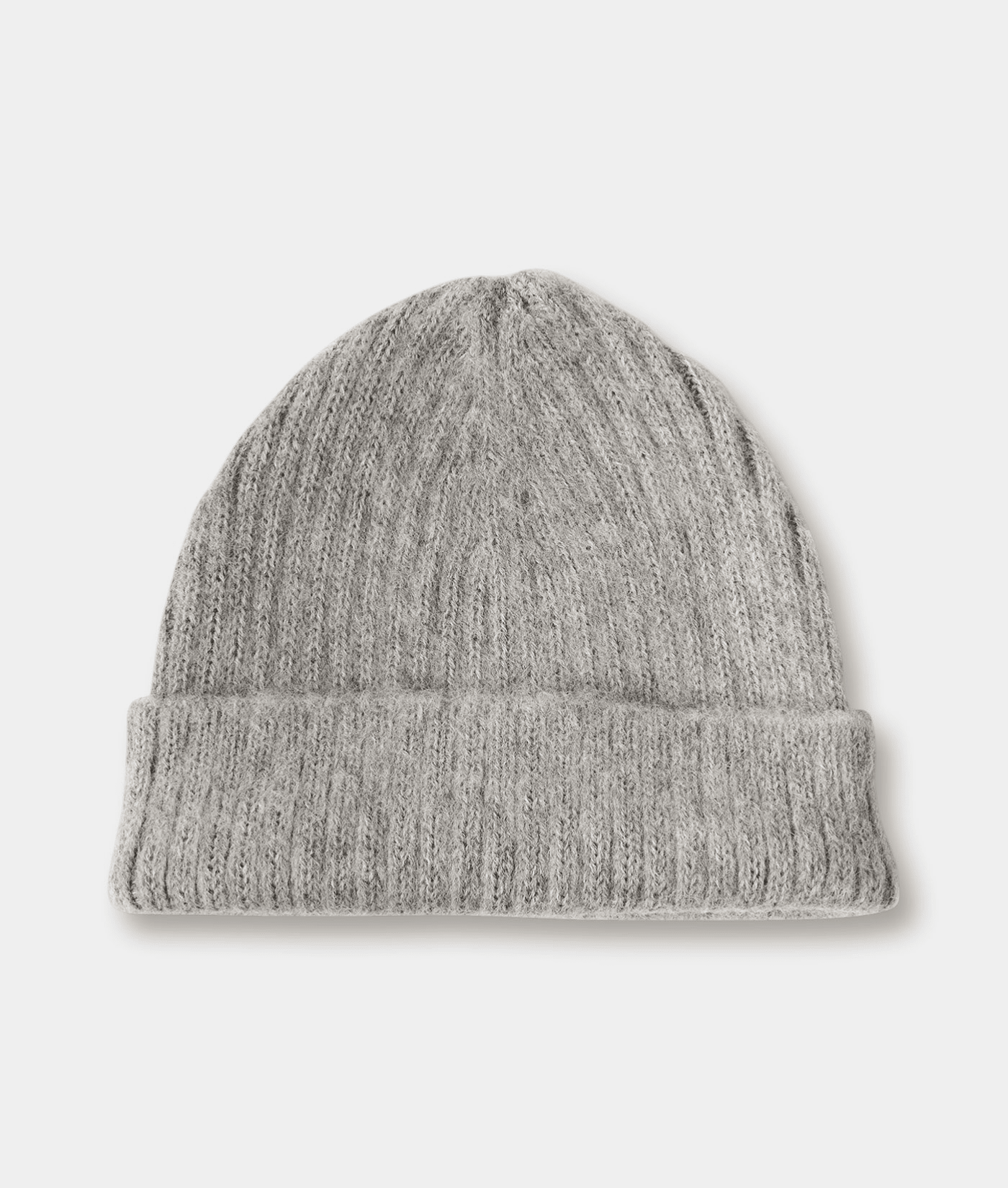 Gray knit beanie hat displayed on a white background - Industry of All Nations