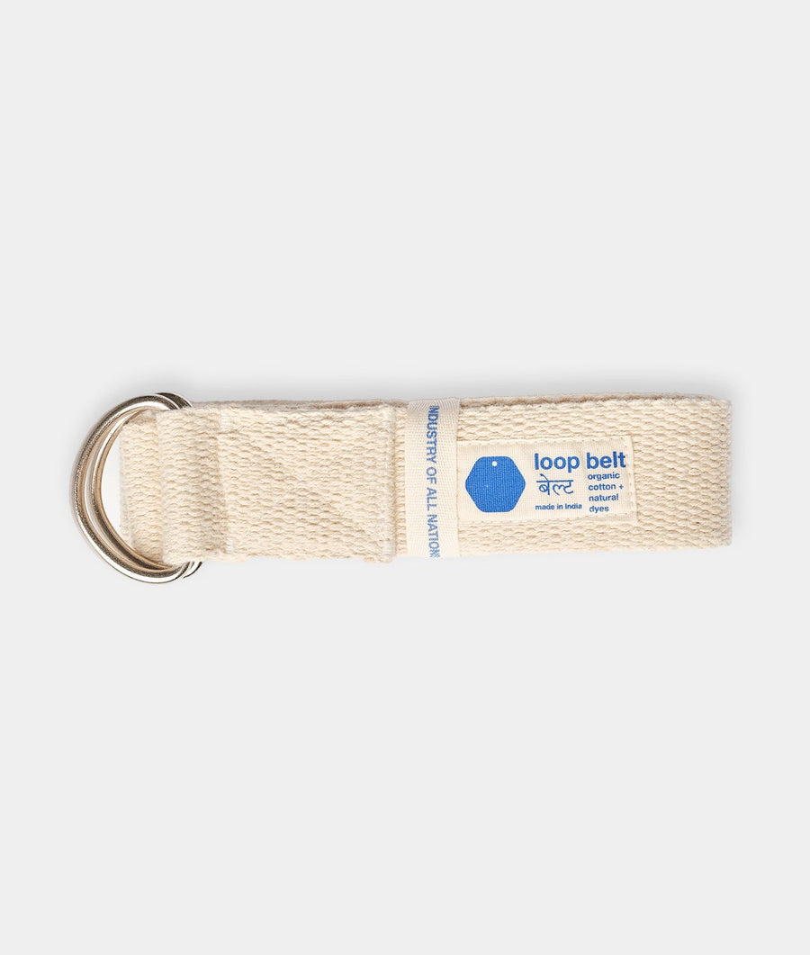 A cotton loop belt with natural dyes, displayed flat on a white background - Industry of All Nations