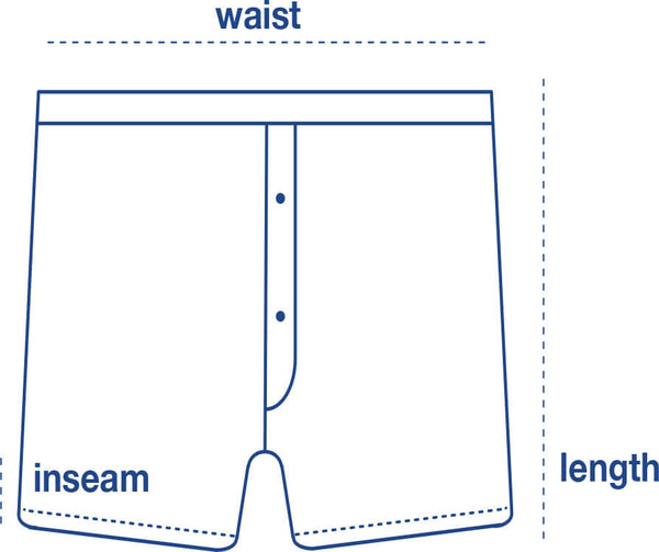 Boxers size chart measurement diagram