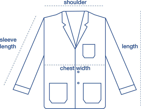 Clean Blazer size chart measurement diagram