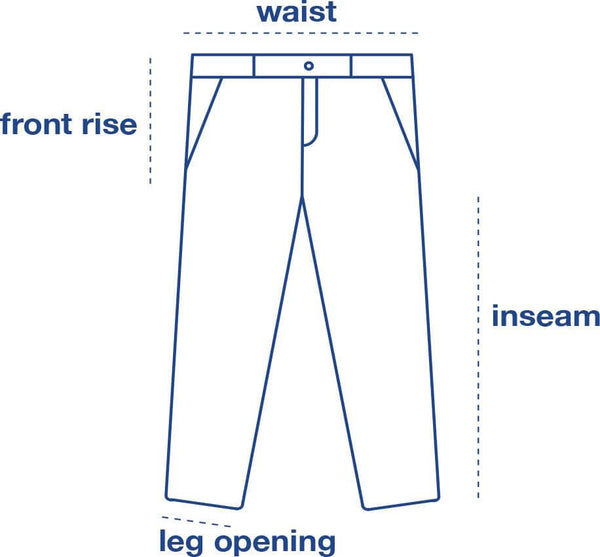 Clean Carpenter Pants size chart measurement diagram
