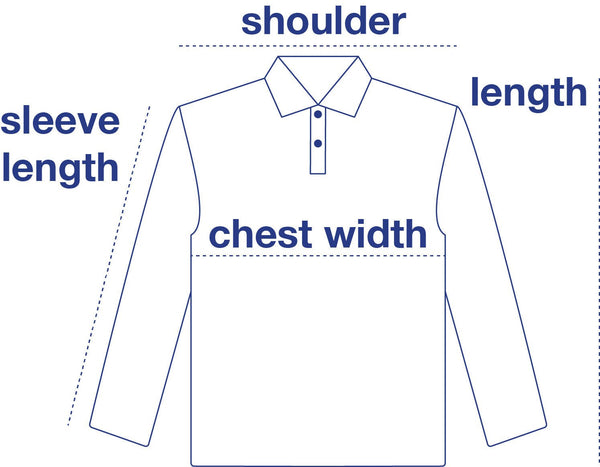 Sport Polo LS size chart measurement diagram