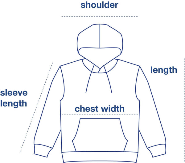 Hoodie size chart measurement diagram