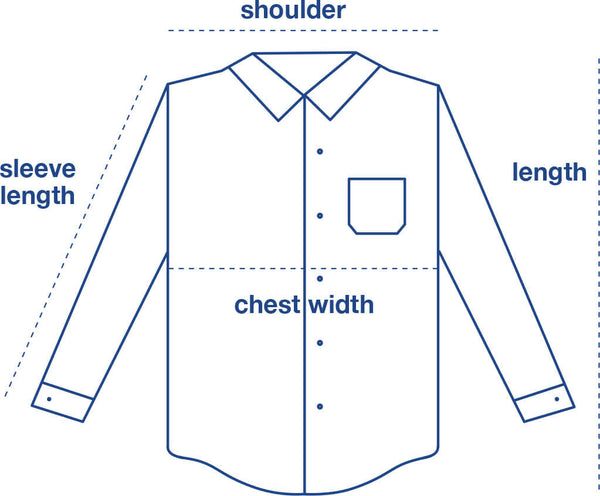 Madras Long Sleeve size chart measurement diagram