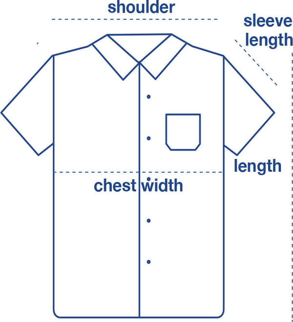 Madras Short Sleeve size chart measurement diagram