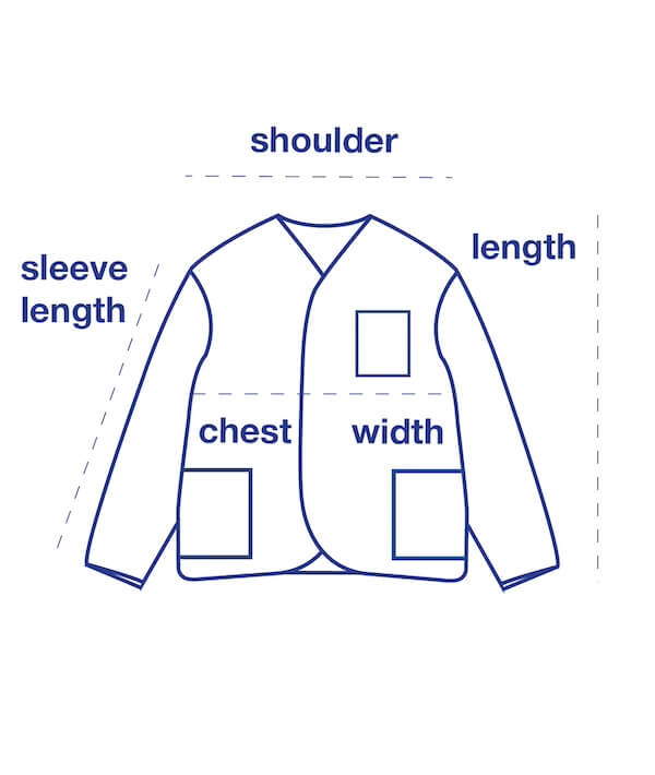 Nube Corduroy Jacket size chart measurement diagram