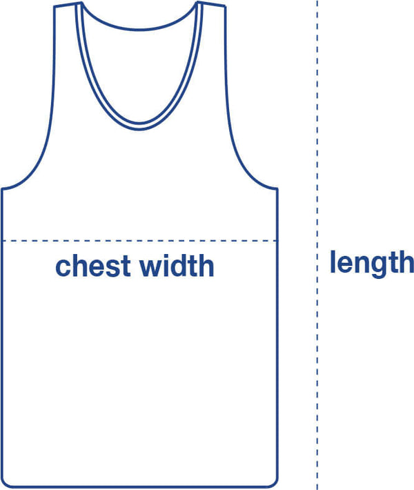 Pique Tank size chart measurement diagram