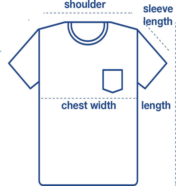 Pocket Crew size chart measurement diagram