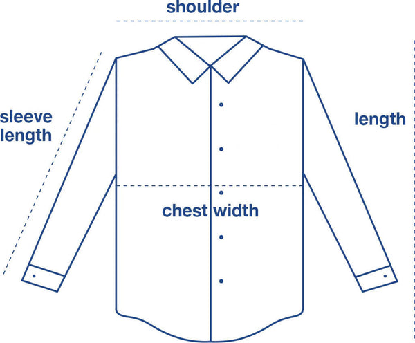 Pondi Shirt size chart measurement diagram