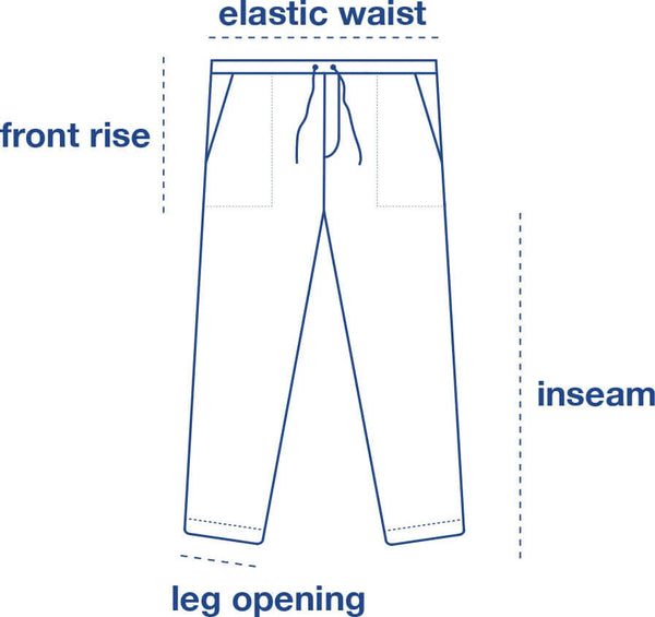 Ponya Corduroy Pants size chart measurement diagram