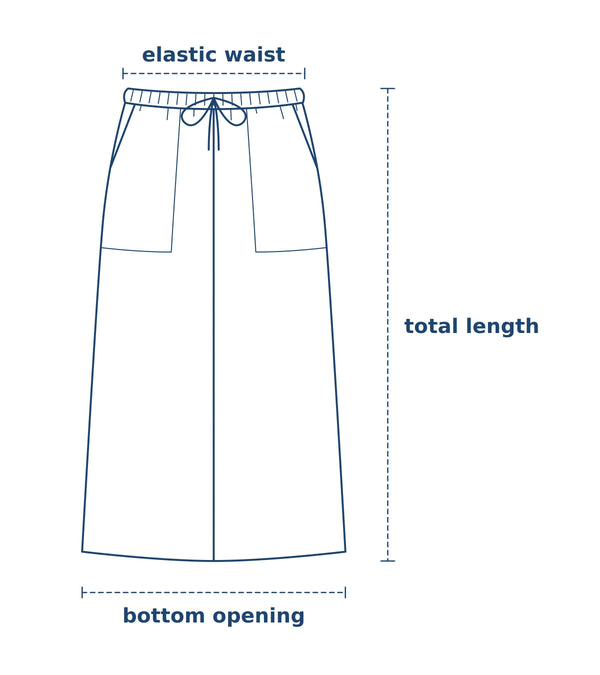 Ponya Maxi Skirt size chart measurement diagram