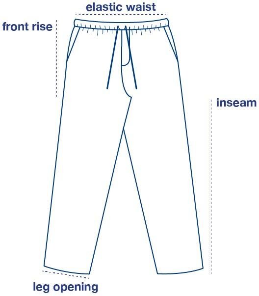 Ponya Pants size chart measurement diagram
