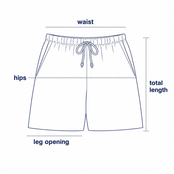 Ponya Short Shorts size chart measurement diagram