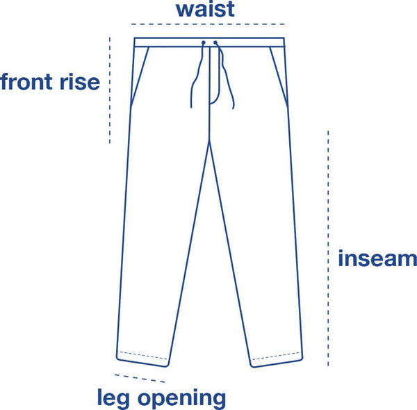 Super Sweatpants size chart measurement diagram