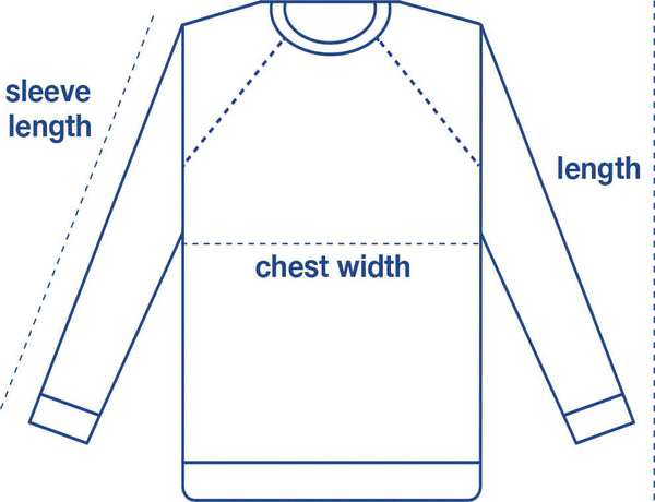 Super Sweatshirt size chart measurement diagram