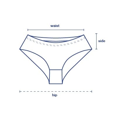Women's Hip Brief size chart measurement diagram