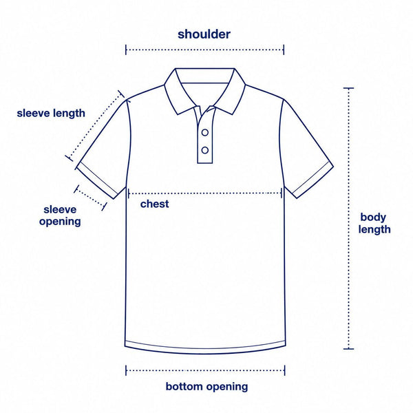 Standard Polo size chart measurement diagram