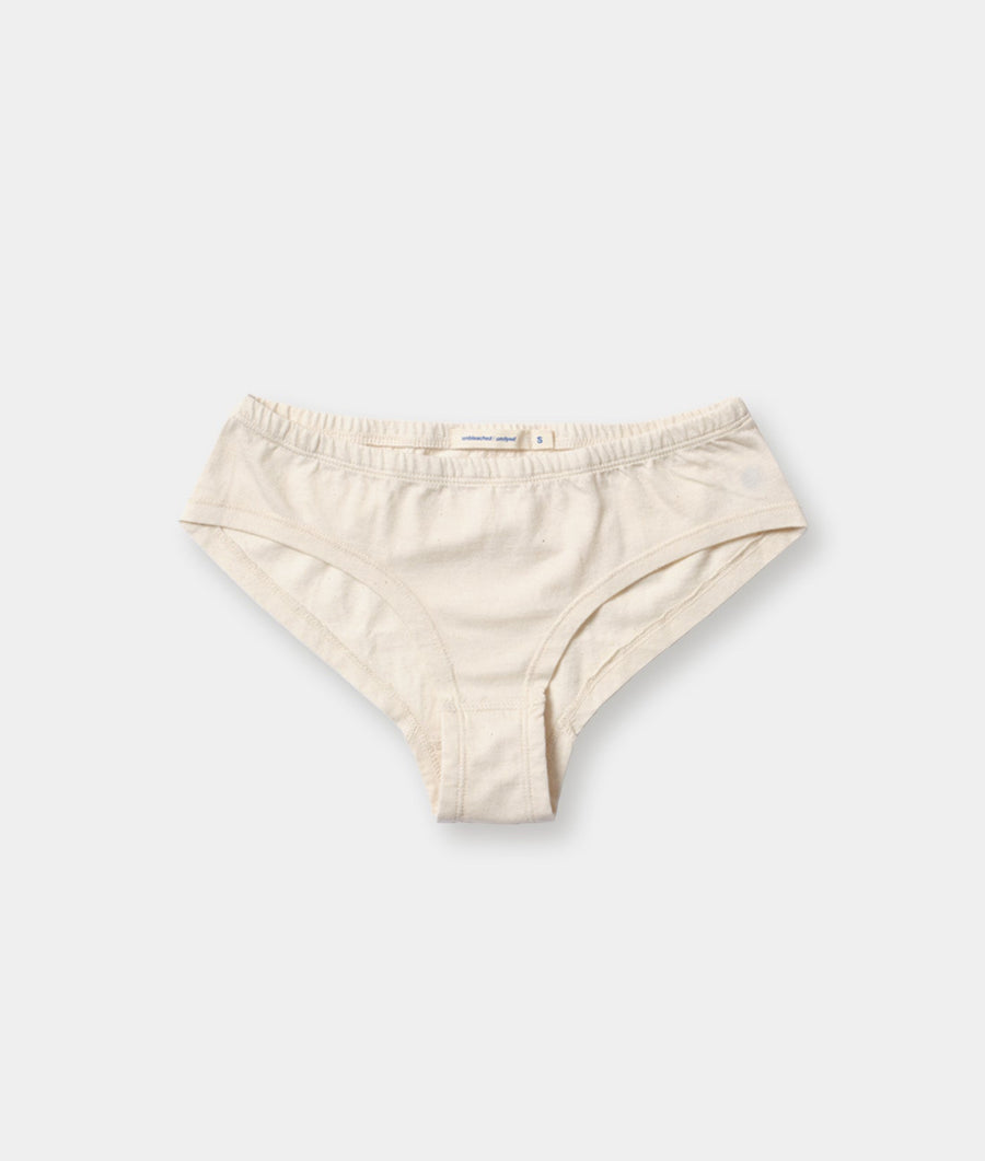 Flat lay image of a pair of beige organic cotton briefs - Industry of All Nations