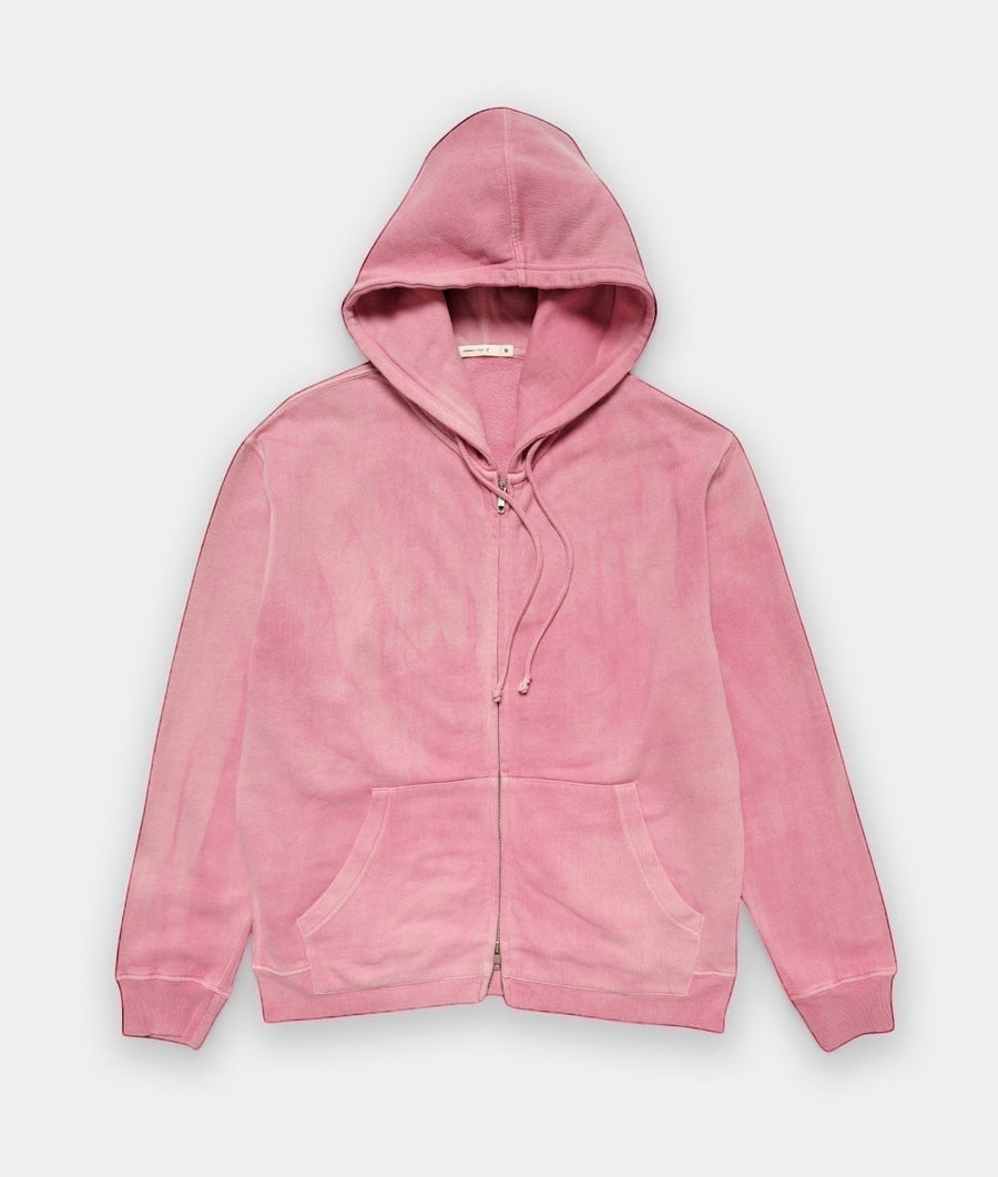 A light pink zip-up hooded sweatshirt displayed on a white background - Industry of All Nations