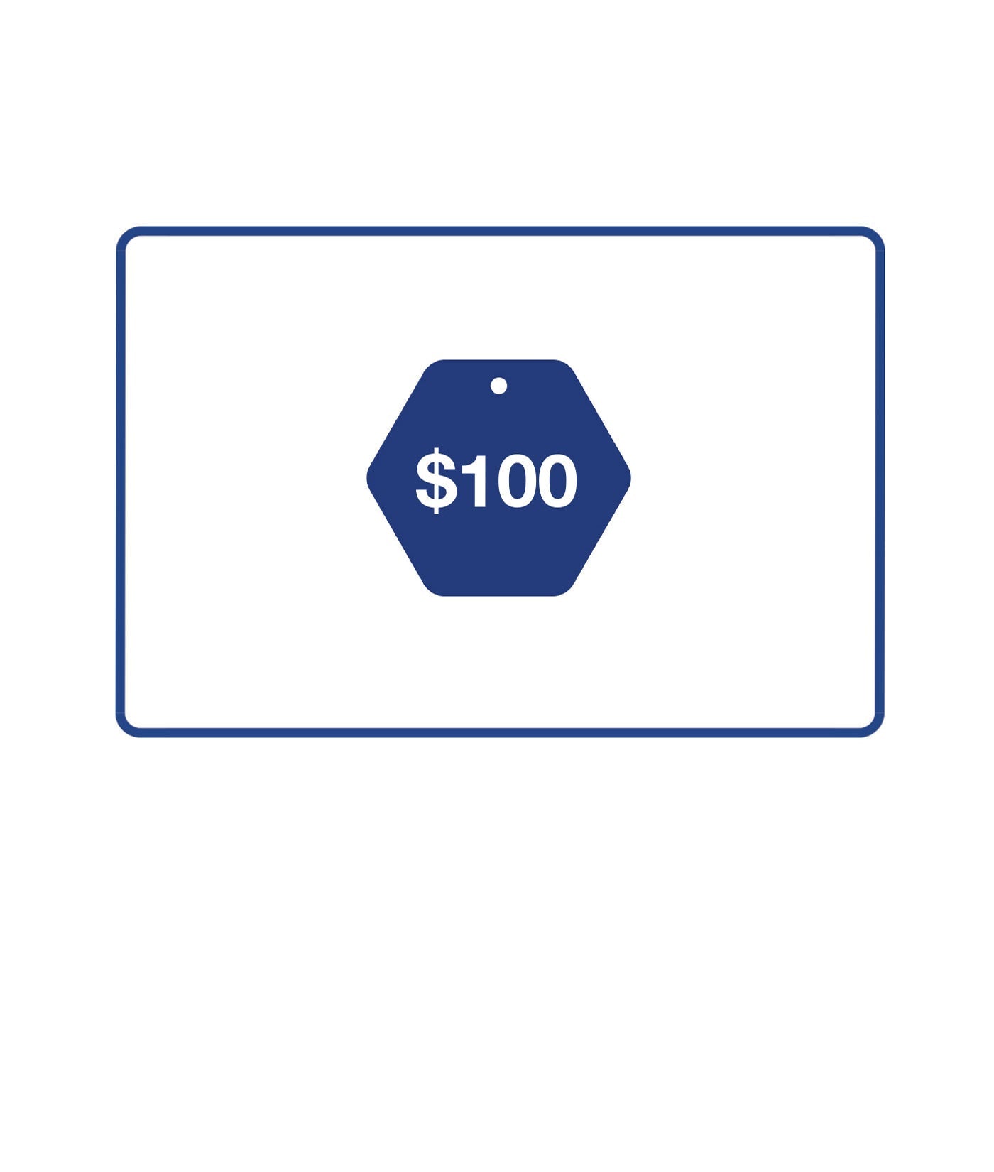 A blue hexagonal price tag displaying $100 - Industry of All Nations