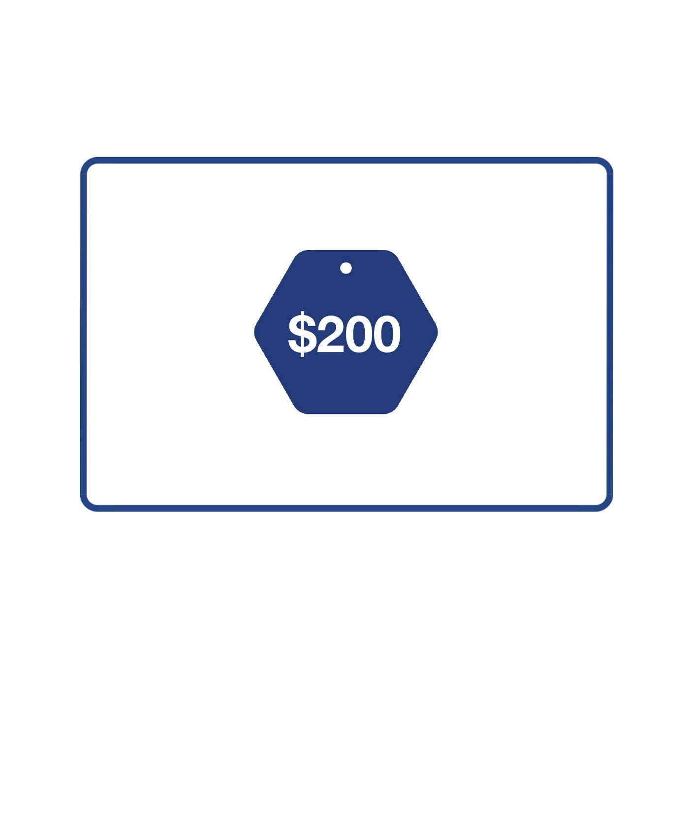 Blue price tag with $200 printed on it - Industry of All Nations
